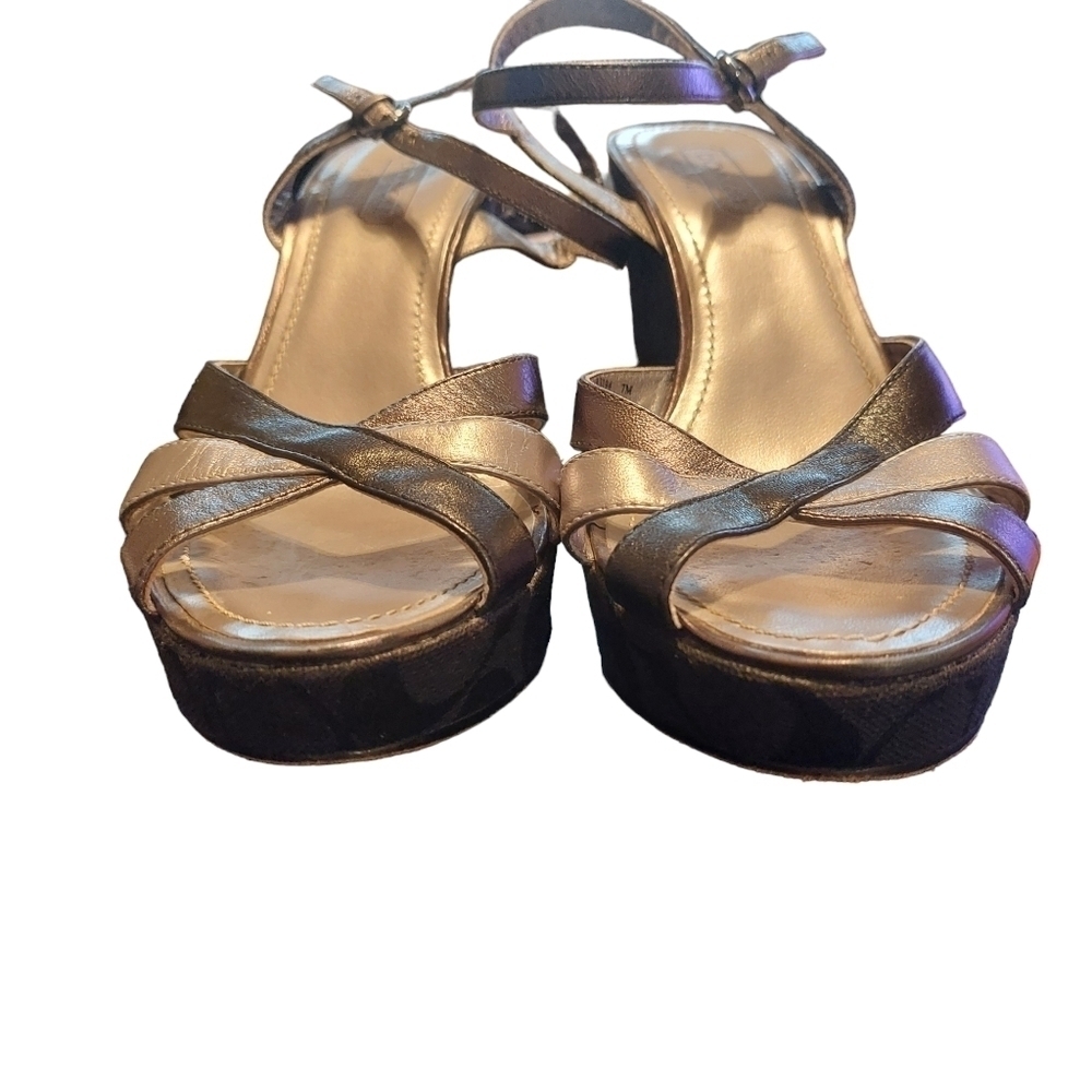 Coach Ladies Strappie Wedge Sandals - Picture 7 of 8